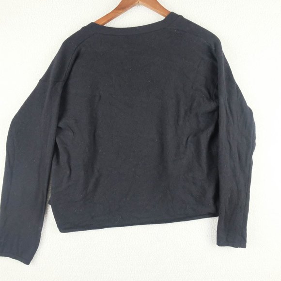 United Colors Of Benetton Sweater Womens Large Black Lambswool Lightweight Open - Picture 4 of 8